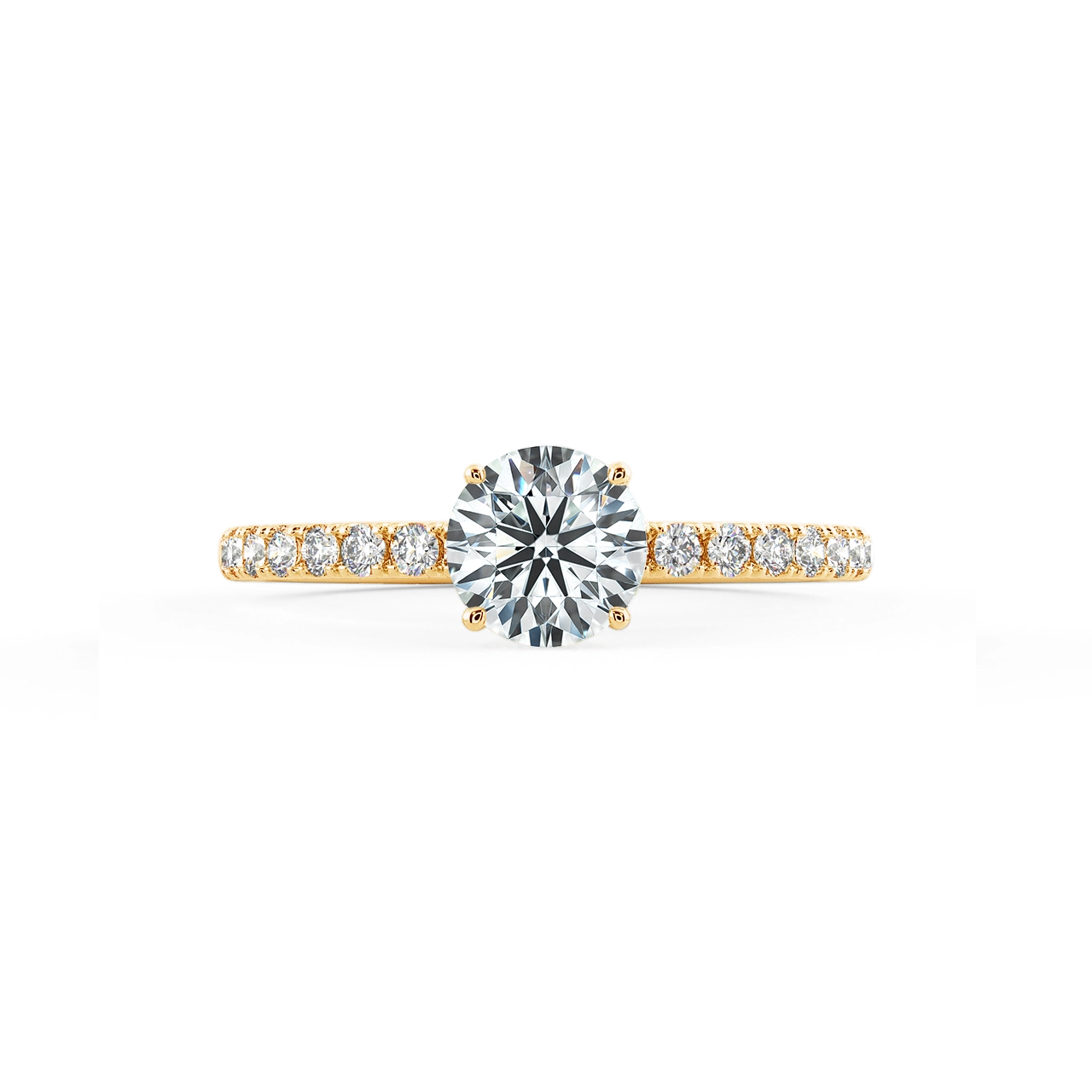 Four Prongs Solitaire Pave Engagement Ring NCH1202 2