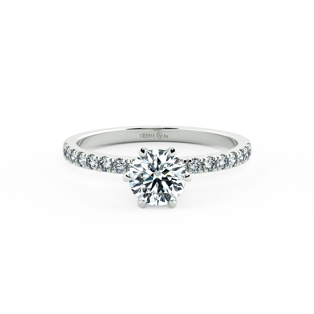 Six Prongs Solitaire Pave Engagement Ring NCH1203 1