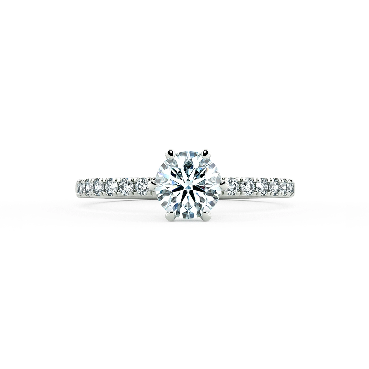 Six Prongs Solitaire Pave Engagement Ring NCH1203 2