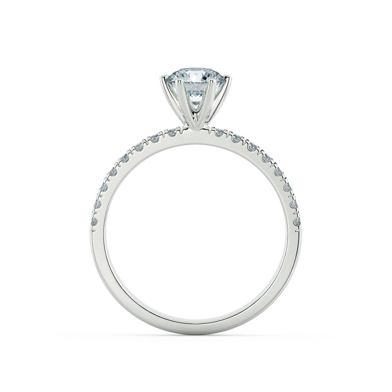 Six Prongs Solitaire Pave Engagement Ring NCH1203 5