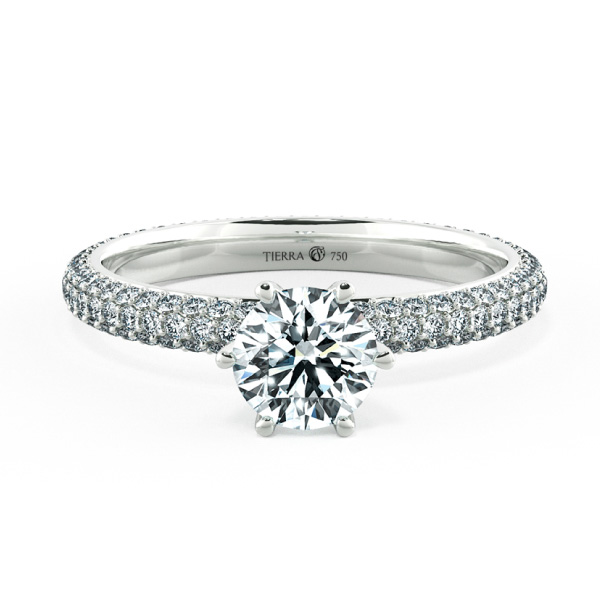 Solitaire Pave Engagement Ring with Three Eternity Band NCH1206 1