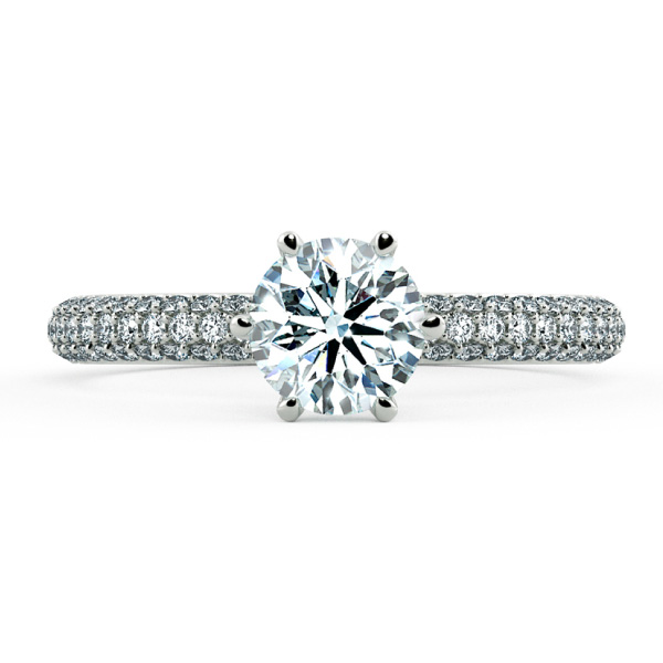 Solitaire Pave Engagement Ring with Three Eternity Band NCH1206 2