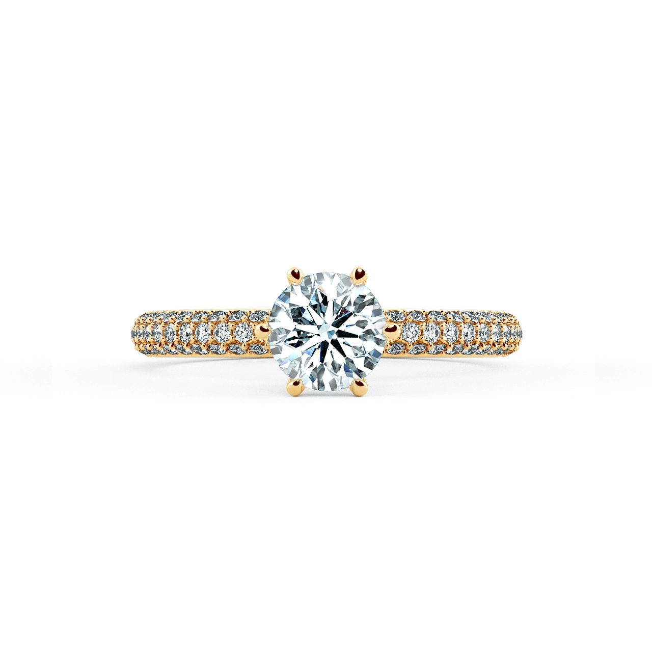 Solitaire Pave Engagement Ring with Three Eternity Band NCH1206 2