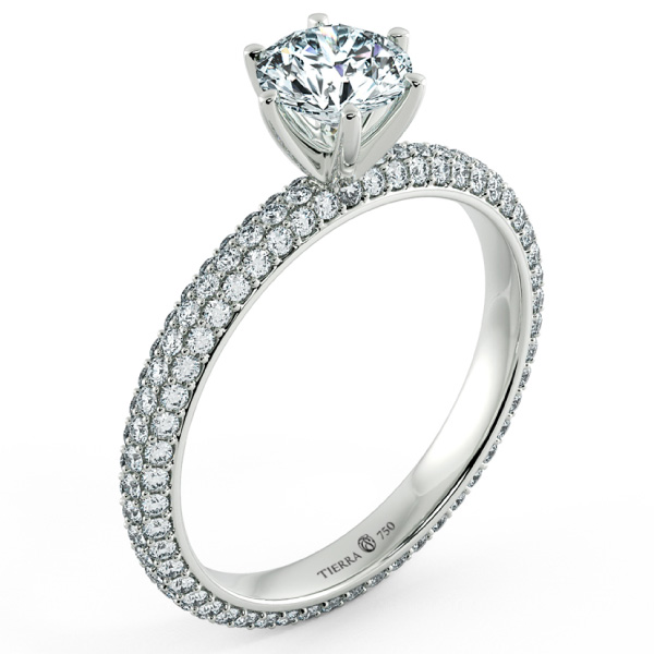 Solitaire Pave Engagement Ring with Three Eternity Band NCH1206 4