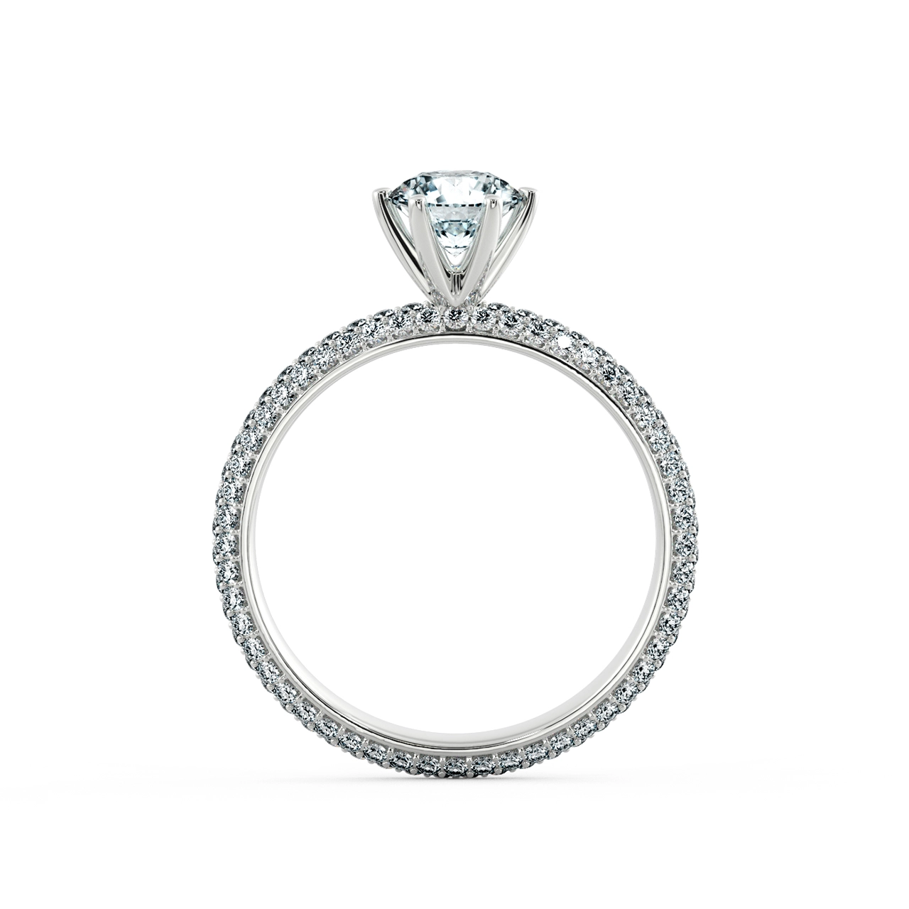 Solitaire Pave Engagement Ring with Three Eternity Band NCH1206 5