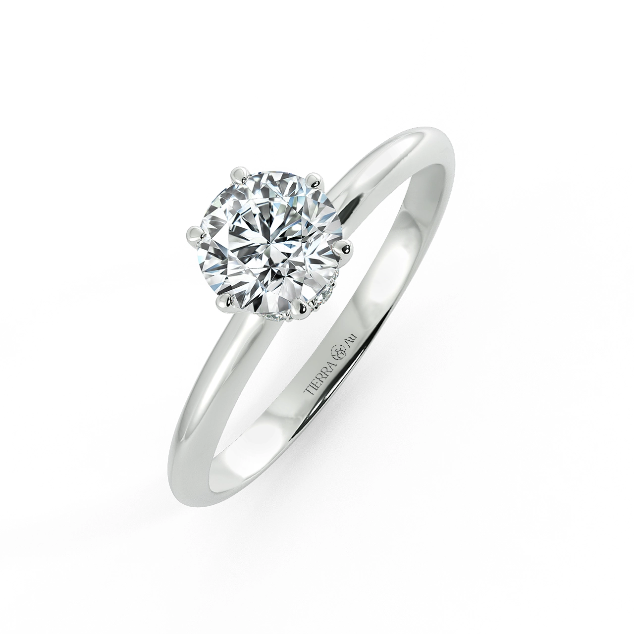 Solitaire Engagement Ring With Diamond Bezel Setting NCH1303 3