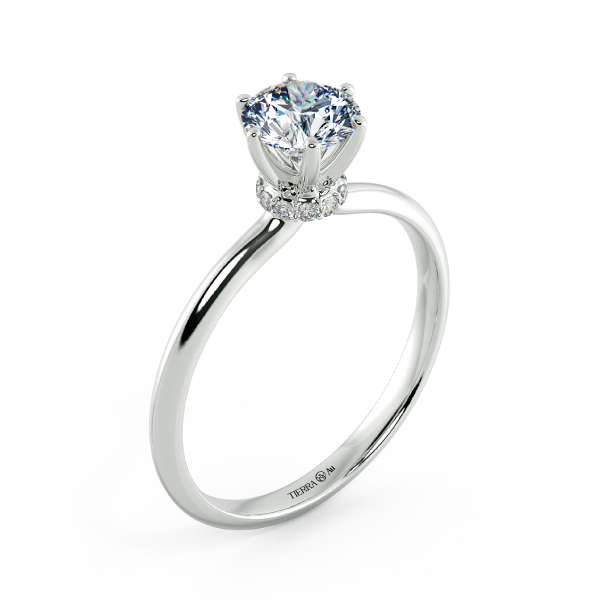 Solitaire Engagement Ring With Diamond Bezel Setting NCH1303 4