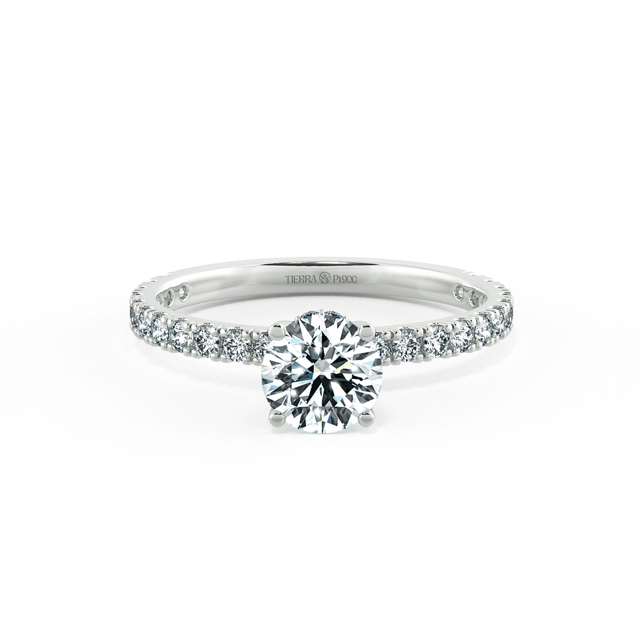 Solitaire Pave Engagement Ring with Diamond Bezel Setting NCH1304 1