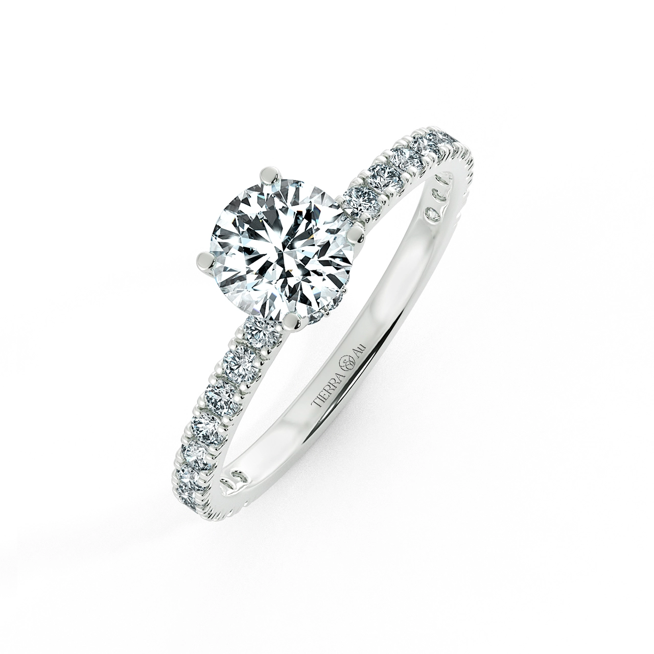 Solitaire Pave Engagement Ring with Diamond Bezel Setting NCH1304 3