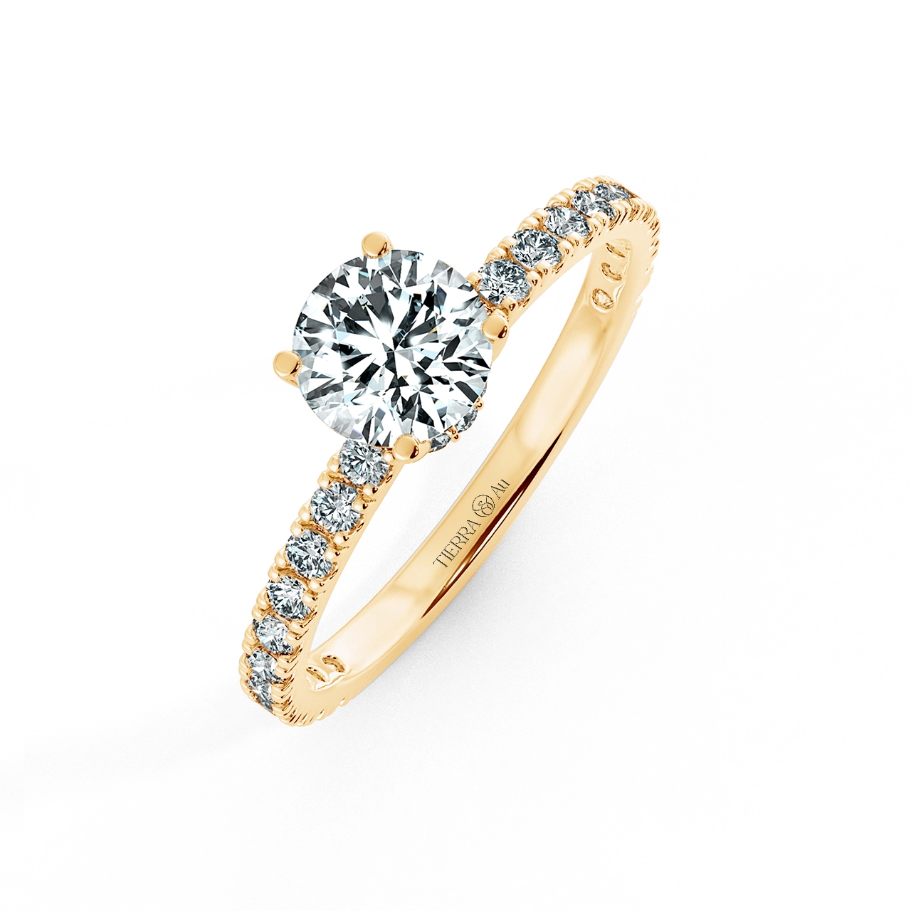 Solitaire Pave Engagement Ring with Diamond Bezel Setting NCH1304 3