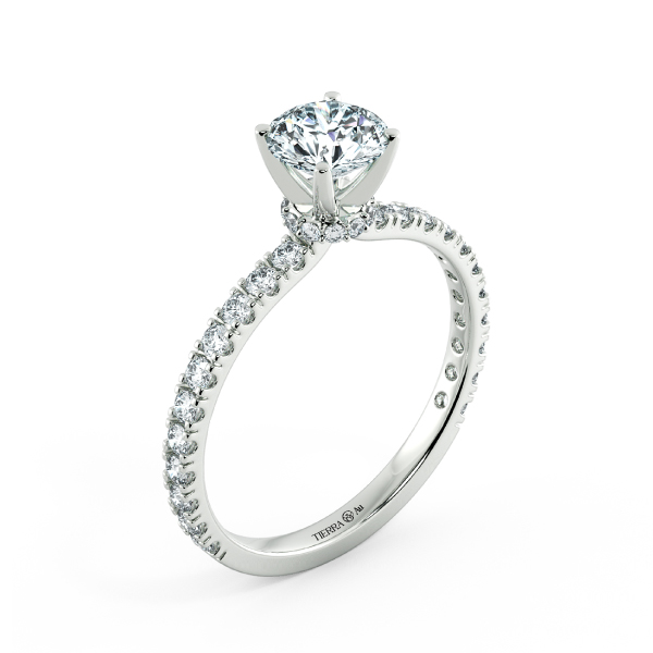 Solitaire Pave Engagement Ring with Diamond Bezel Setting NCH1304 4