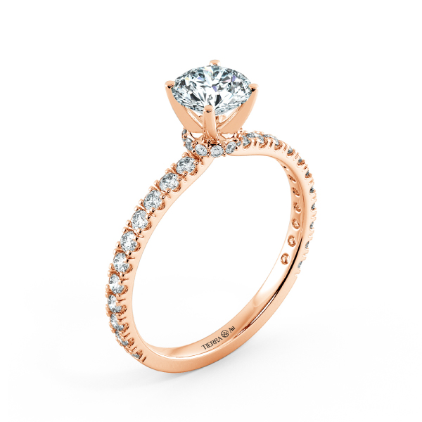 Solitaire Pave Engagement Ring with Diamond Bezel Setting NCH1304 4