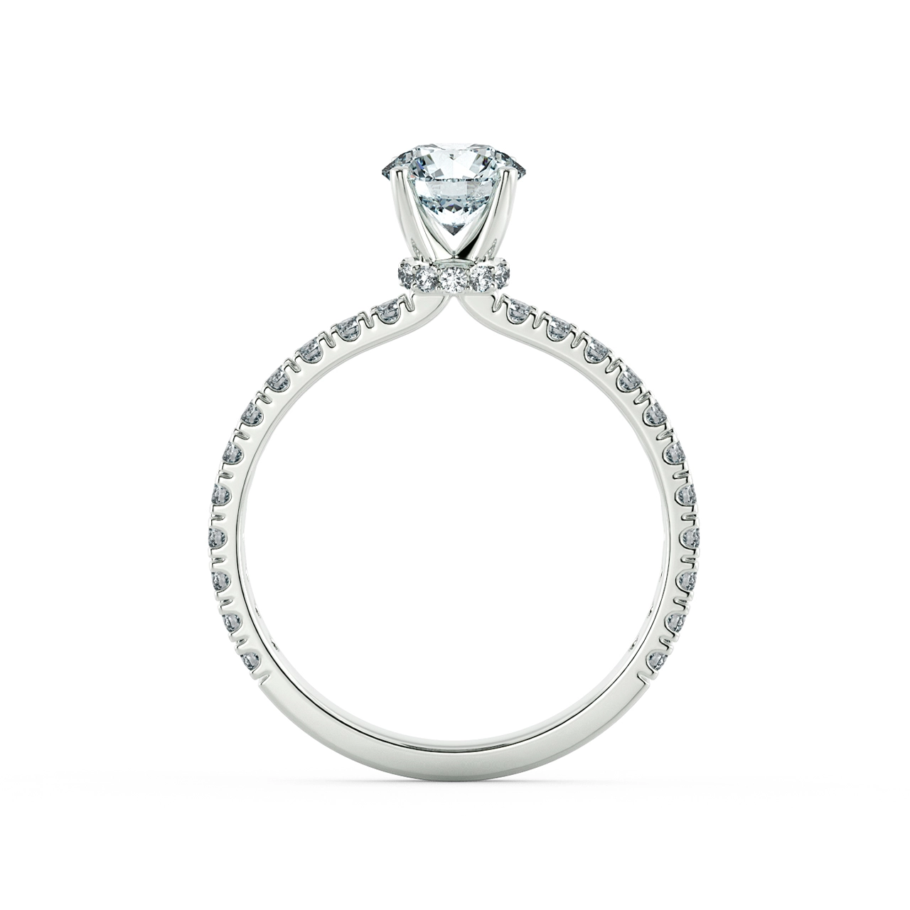 Solitaire Pave Engagement Ring with Diamond Bezel Setting NCH1304 5