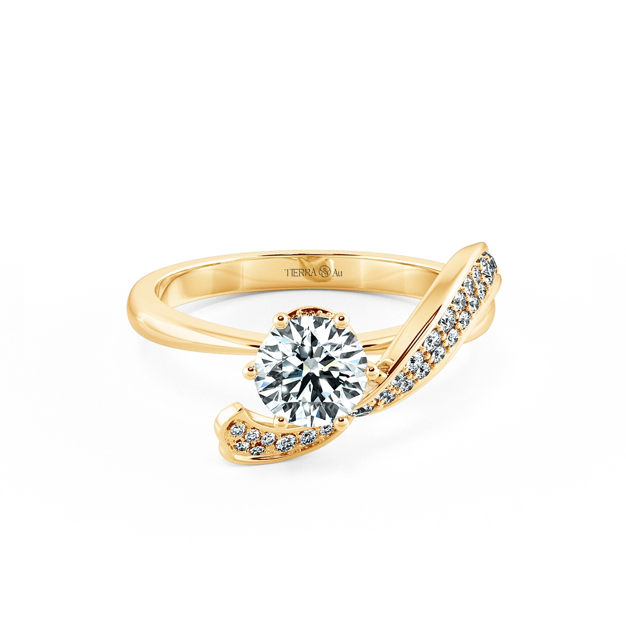 Solitaire Engagement Ring with Stylized Neck NCH1305 1