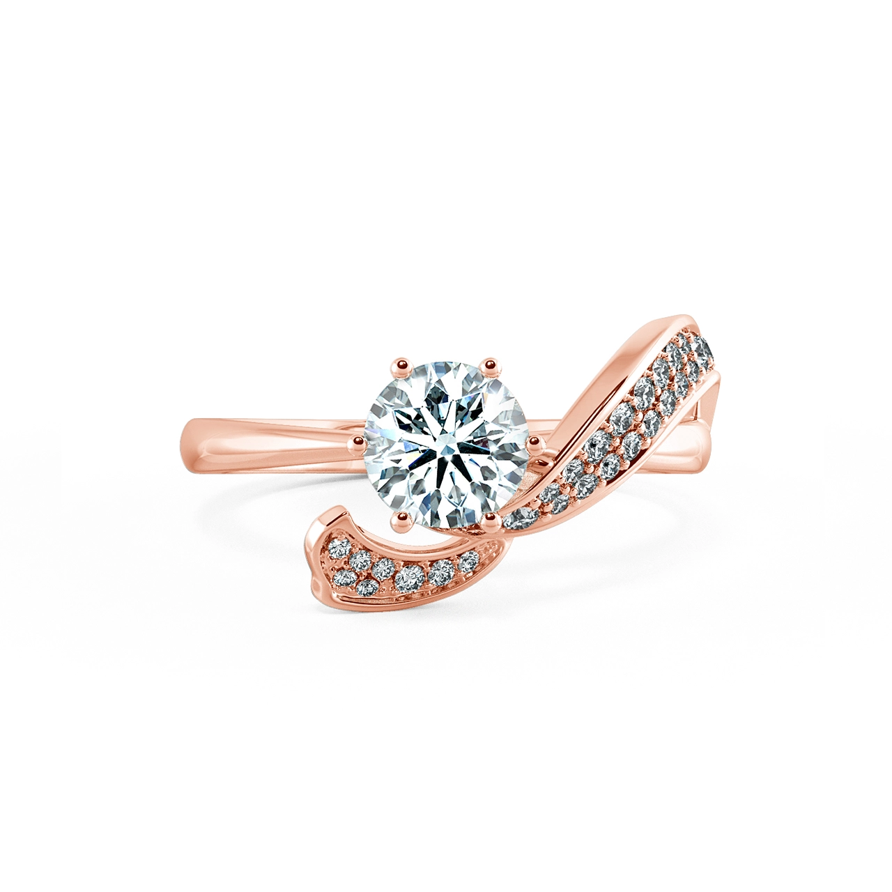 Solitaire Engagement Ring with Stylized Neck NCH1305 2