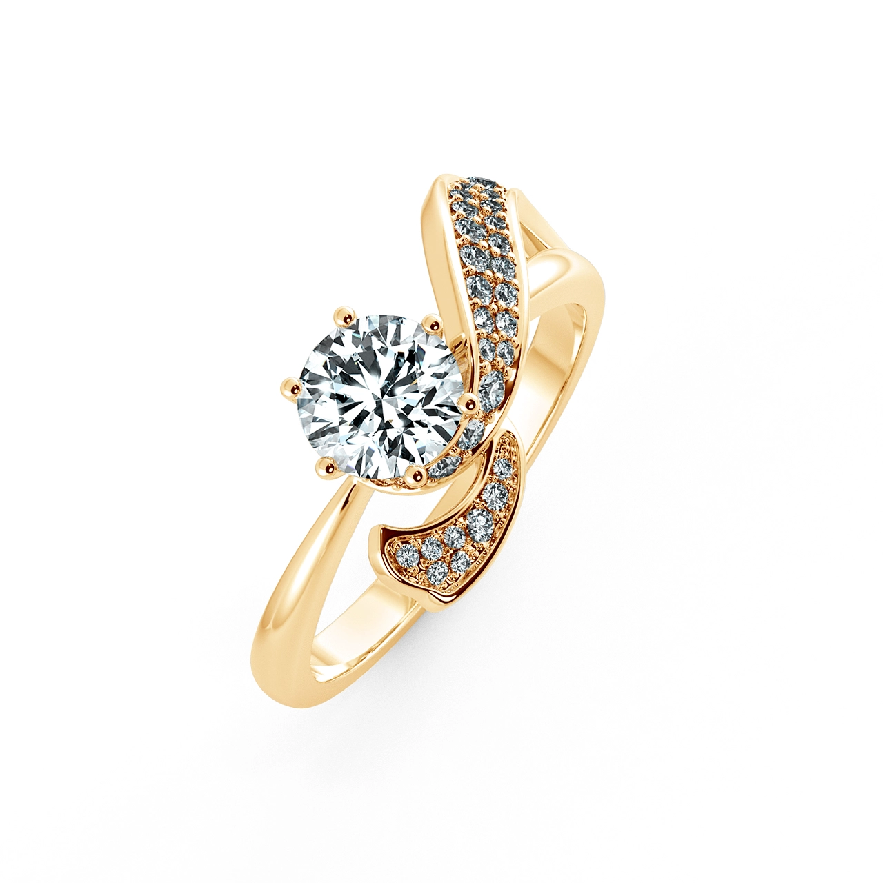 Solitaire Engagement Ring with Stylized Neck NCH1305 3
