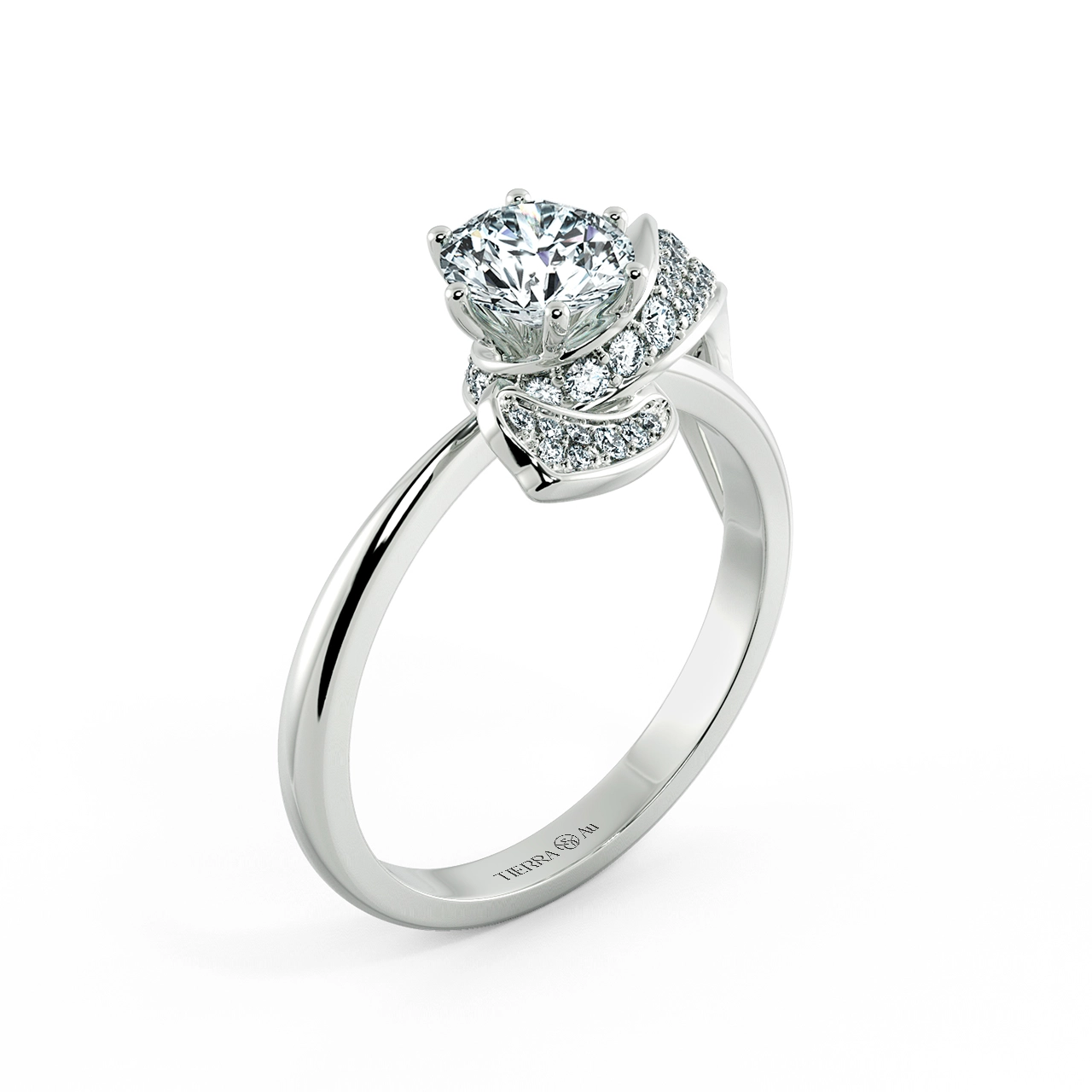 Solitaire Engagement Ring with Stylized Neck NCH1305 4