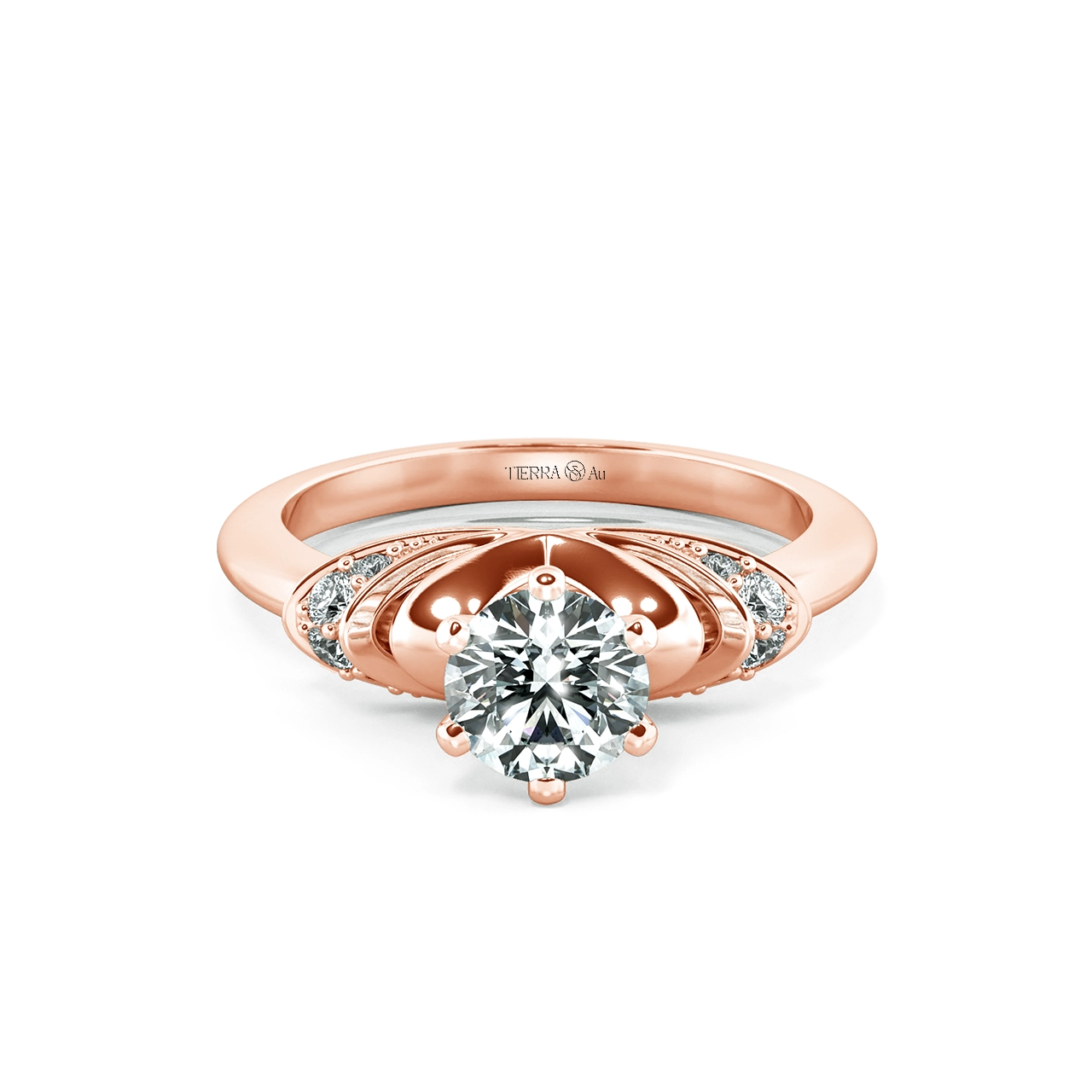 Solitaire Engagement Ring with Stylized Neck NCH1306 1