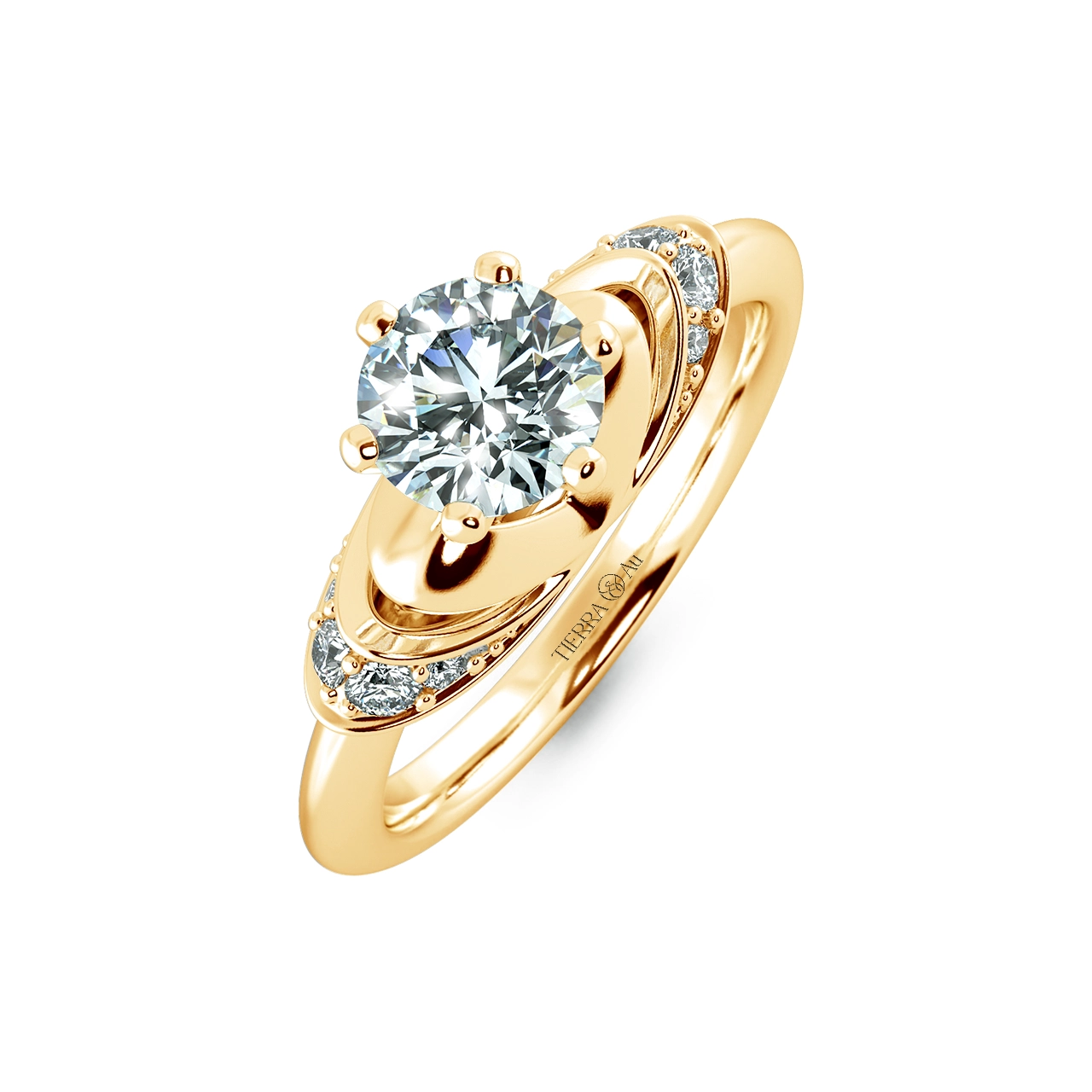 Solitaire Engagement Ring with Stylized Neck NCH1306 3