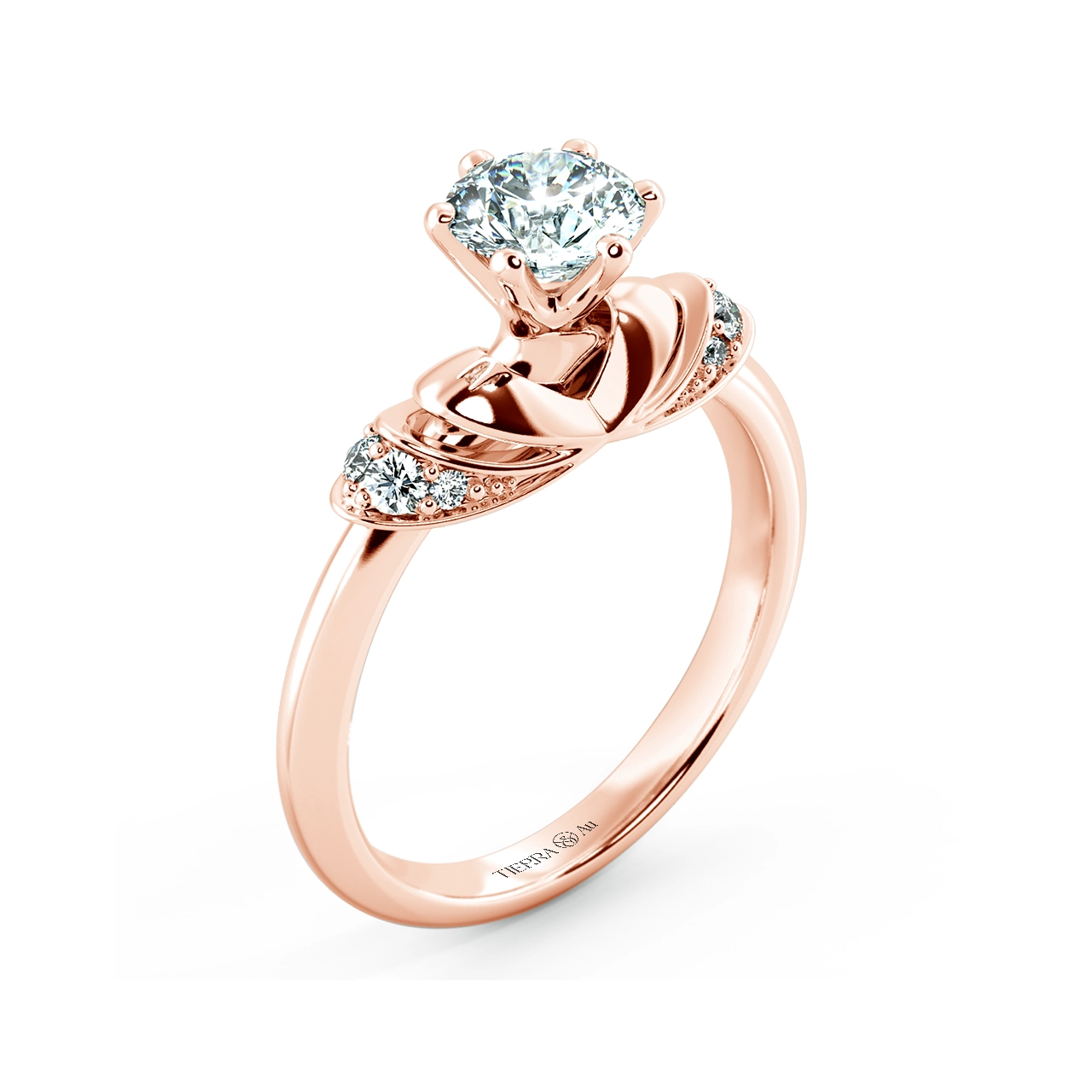 Solitaire Engagement Ring with Stylized Neck NCH1306 4
