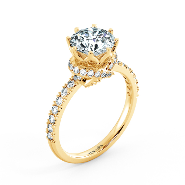 Solitaire Pave Engagement Ring with The Bow At Neck NCH1307 4