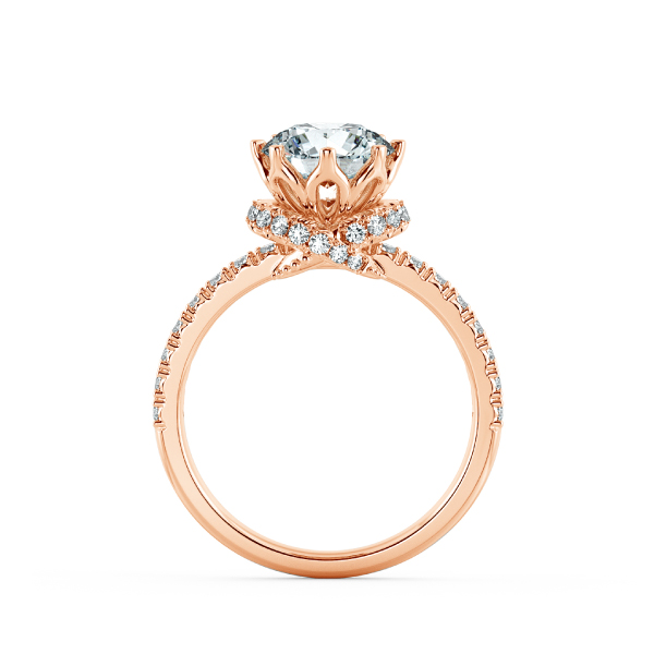 Solitaire Pave Engagement Ring with The Bow At Neck NCH1307 5