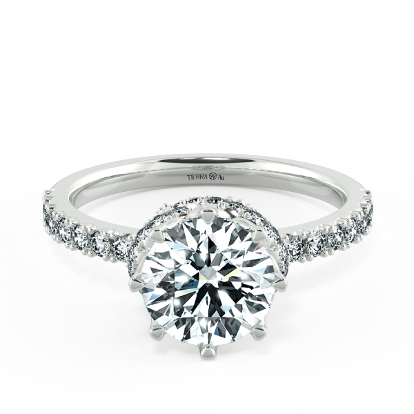Solitaire Pave Engagement Ring with The Bow At Neck NCH1307 1