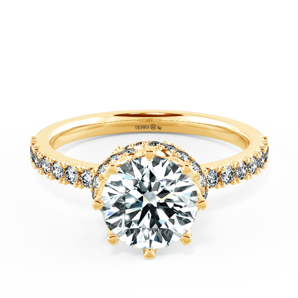 Solitaire Pave Engagement Ring with The Bow At Neck NCH1307 1