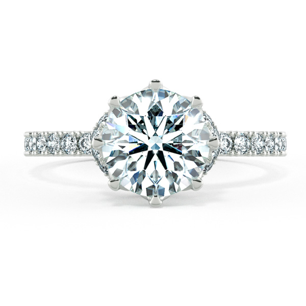 Solitaire Pave Engagement Ring with The Bow At Neck NCH1307 2