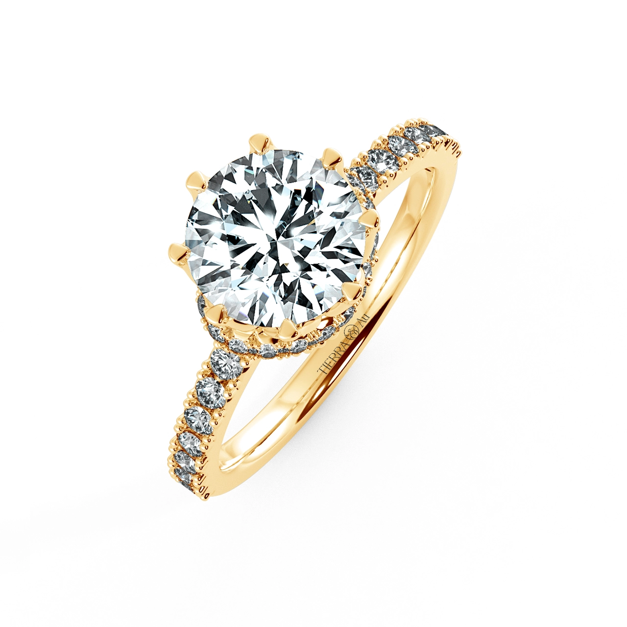Solitaire Pave Engagement Ring with The Bow At Neck NCH1307 3