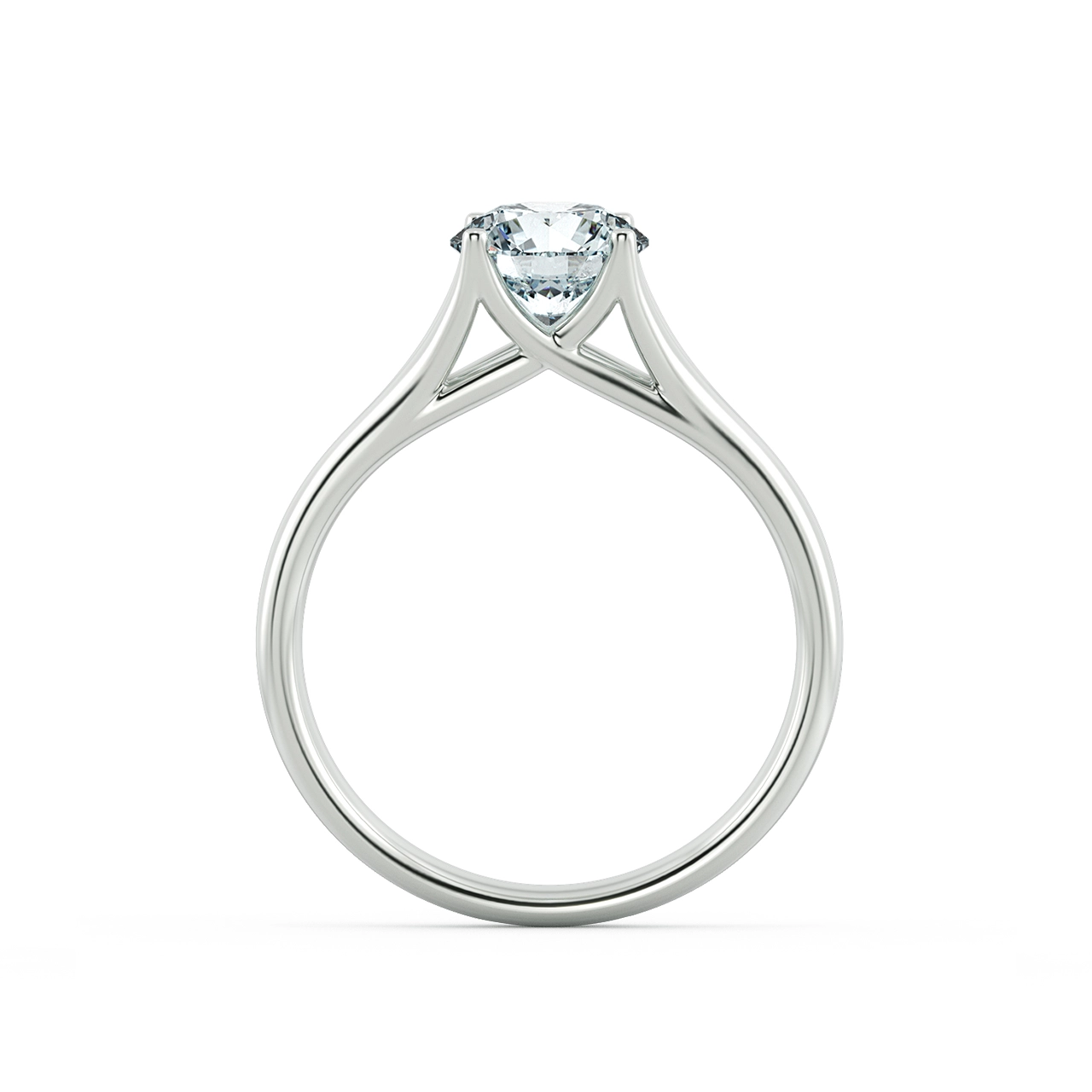 Four Prongs Trellis Engagement Ring with Shiny Band NCH1403 5