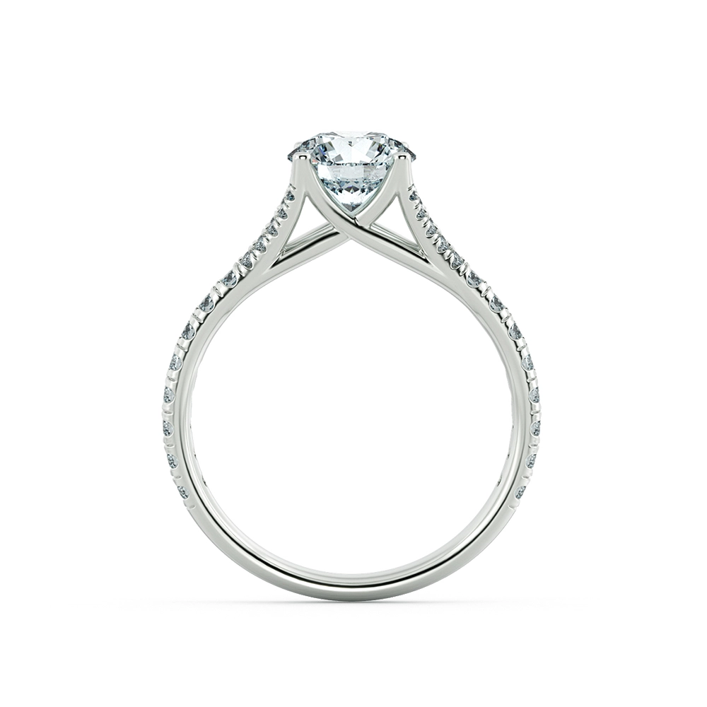 Four Prongs Trellis Engagement Ring with Pave Band NCH1404 6