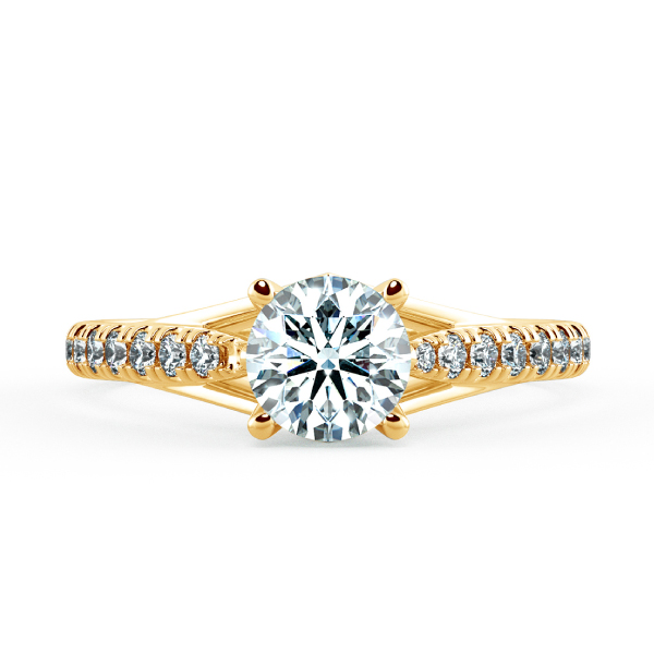 Four Prongs Trellis Engagement Ring with Pave Band and Stylized NCH1406 2