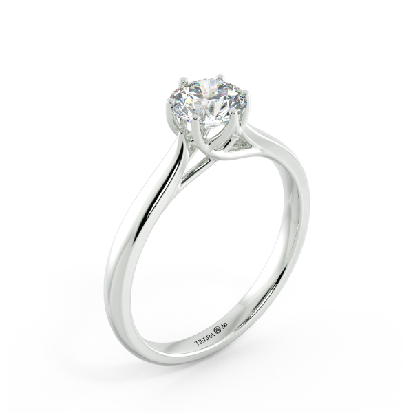 Six Prongs Trellis Engagement Ring with Shiny Band NCH1407 4