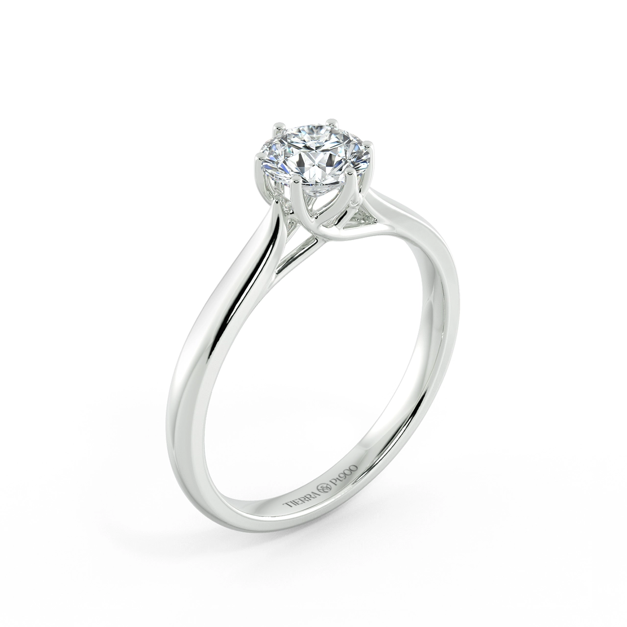 Six Prongs Trellis Engagement Ring with Shiny Band NCH1407 4