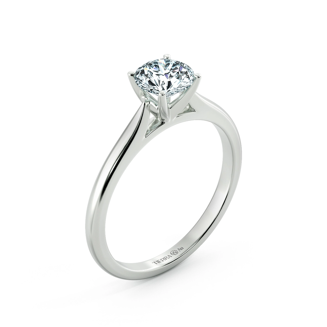 Basic Shiny Cathedral Engagement Ring with Four Prong Setting NCH1501 4