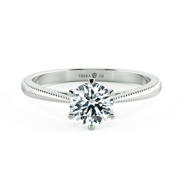 Shiny Cathedral Engagement Ring with Milgrain Band and Six Prong Setting NCH1502 1