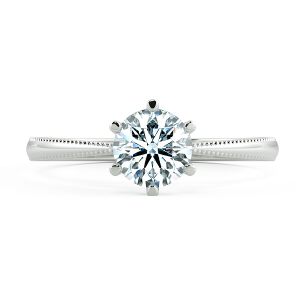 Shiny Cathedral Engagement Ring with Milgrain Band and Six Prong Setting NCH1502 2