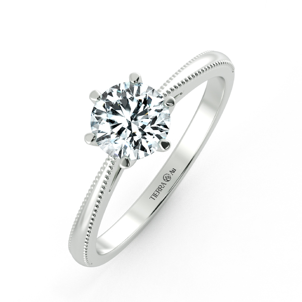 Shiny Cathedral Engagement Ring with Milgrain Band and Six Prong Setting NCH1502 3