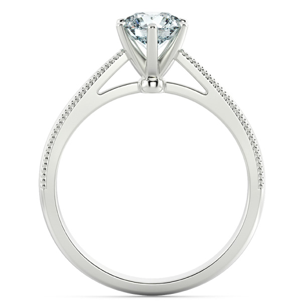 Shiny Cathedral Engagement Ring with Milgrain Band and Six Prong Setting NCH1502 5