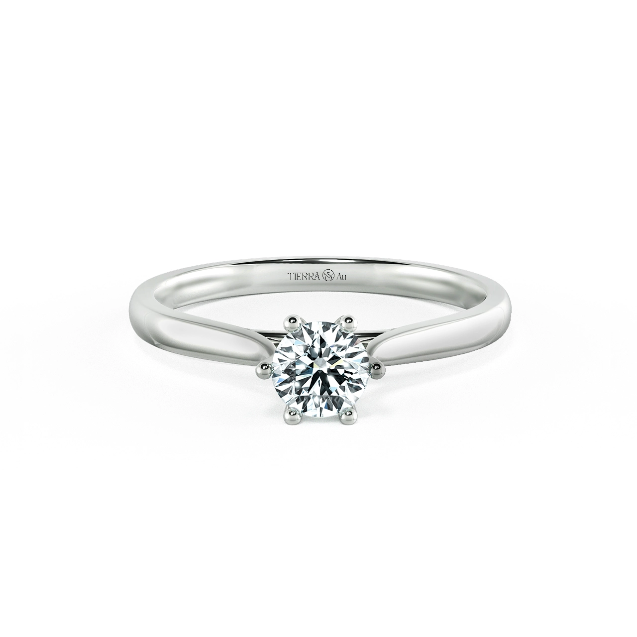 Basic Shiny Cathedral Engagement Ring with Six Prong Setting NCH1503 1