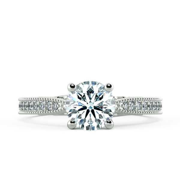 Cathedral Engagement Ring with Pattern Band NCH1506 2