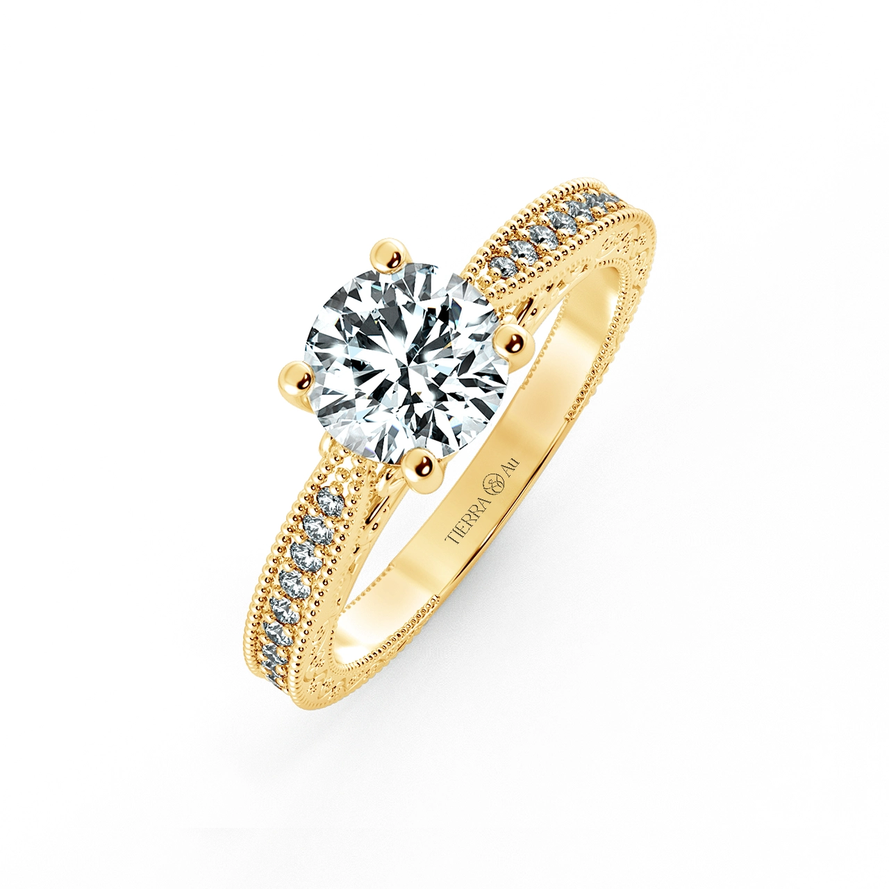 Cathedral Engagement Ring with Pattern Band NCH1506 3