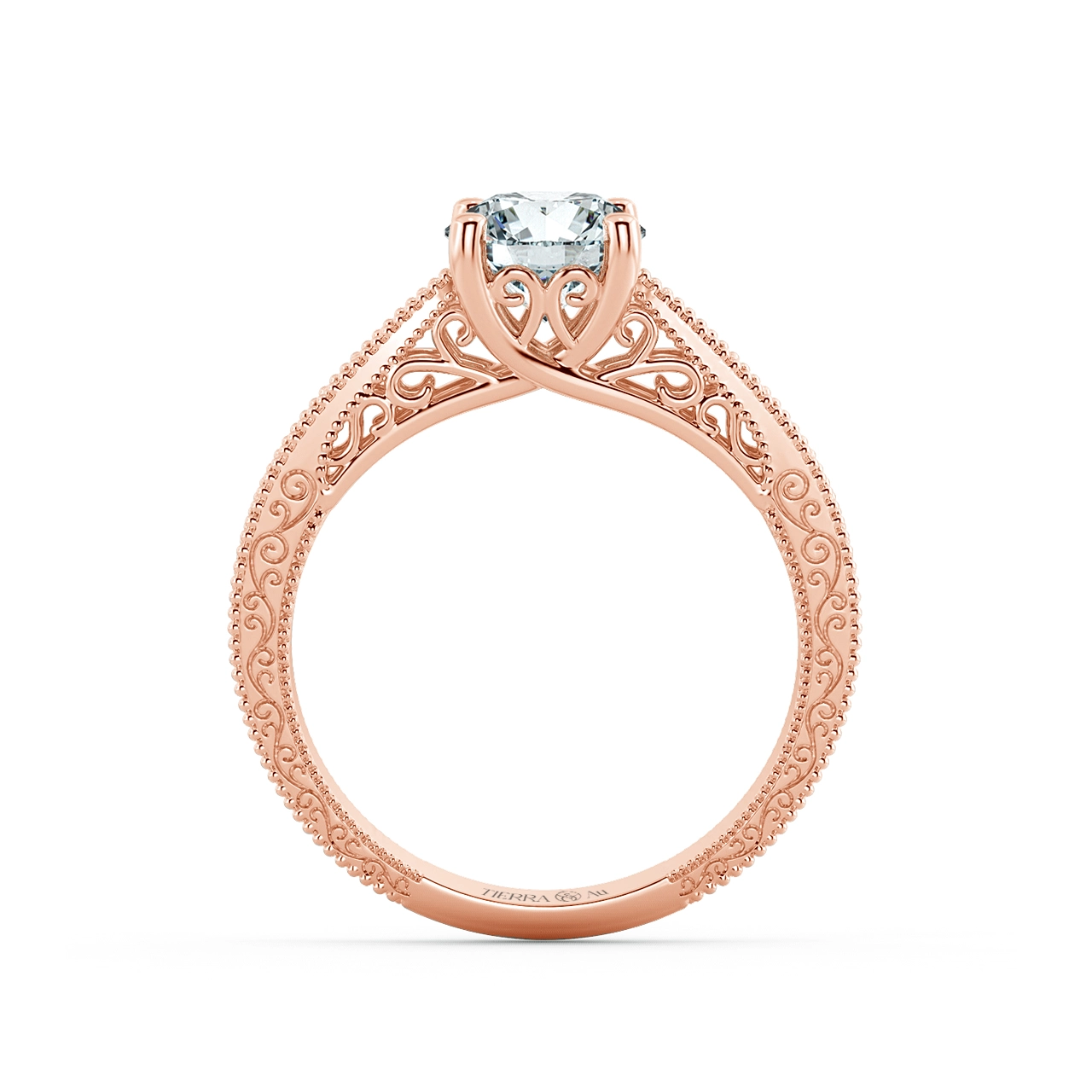 Cathedral Engagement Ring with Pattern Band NCH1506 4