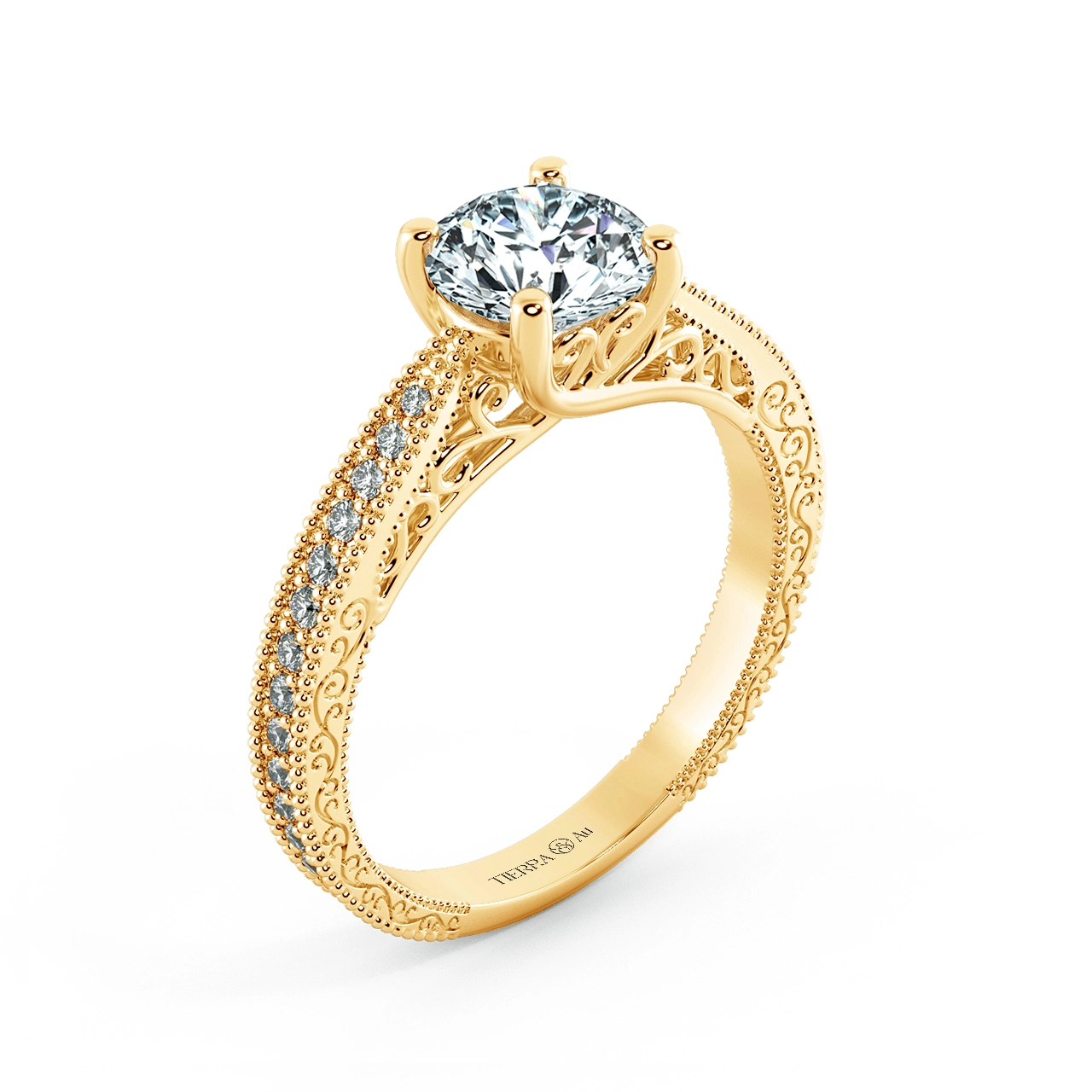 Cathedral Engagement Ring with Pattern Band NCH1506 5