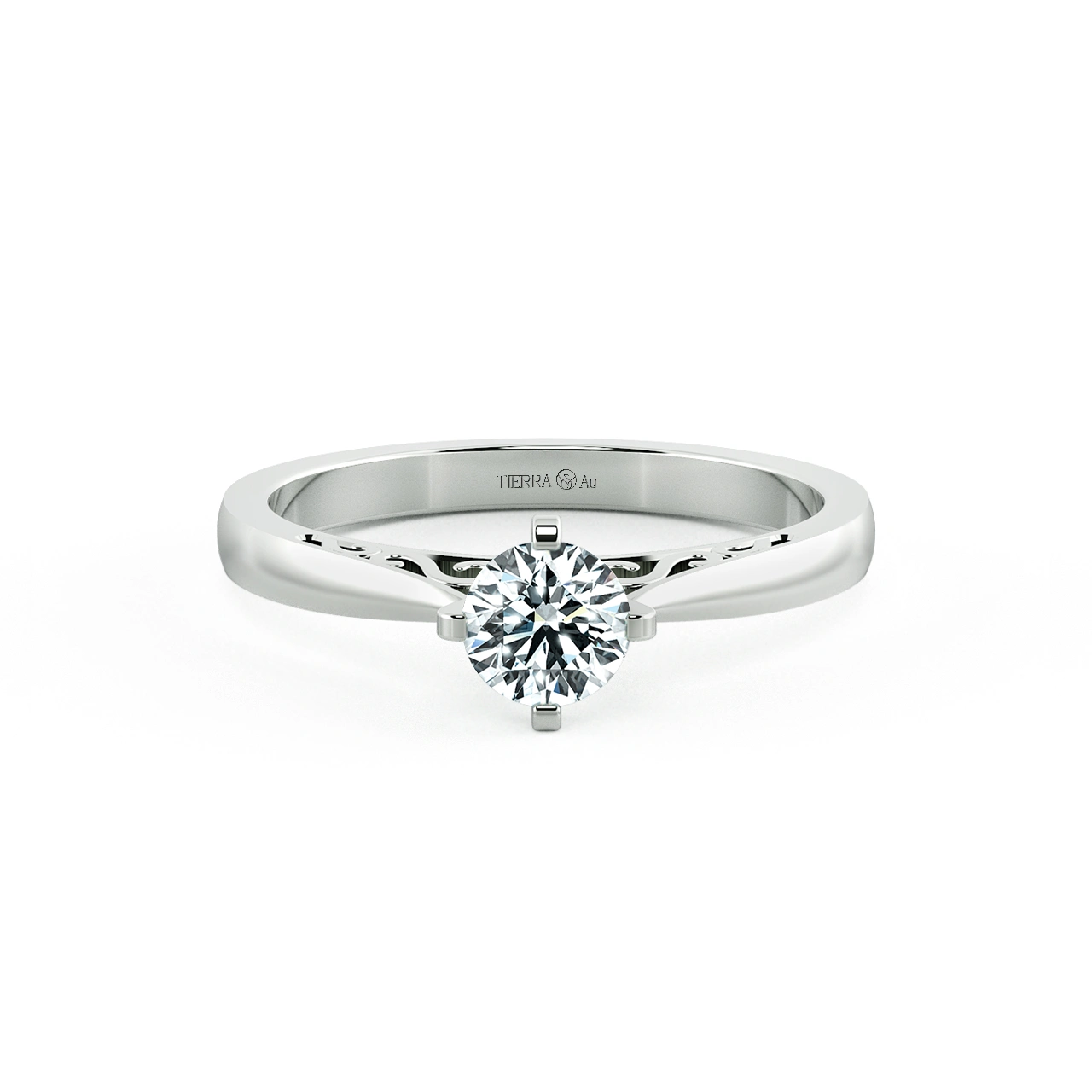 Cathedral Engagement Ring with Pattern Band NCH1508 1