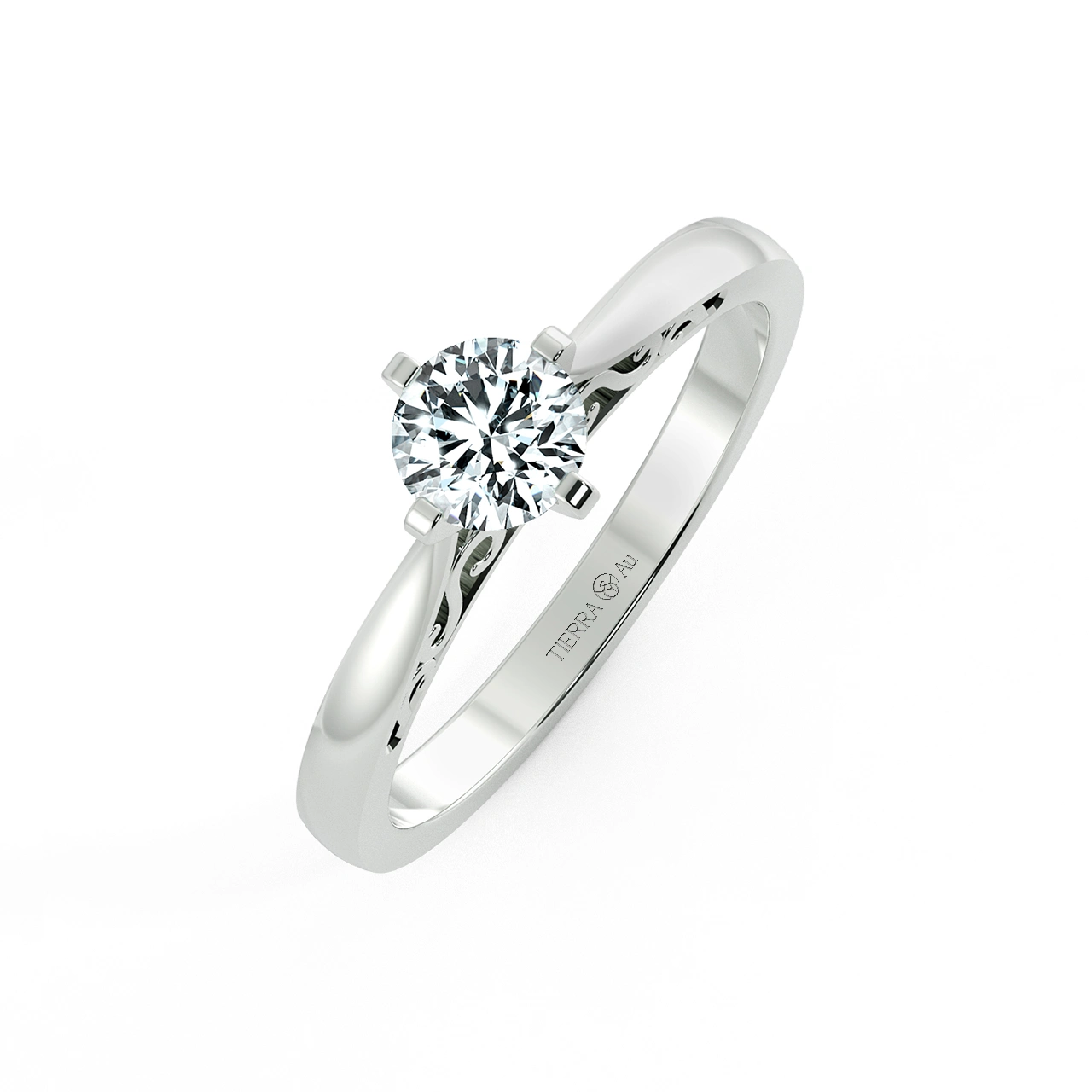Cathedral Engagement Ring with Pattern Band NCH1508 3