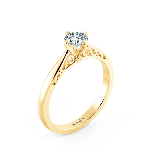 Cathedral Engagement Ring with Pattern Band NCH1508 4