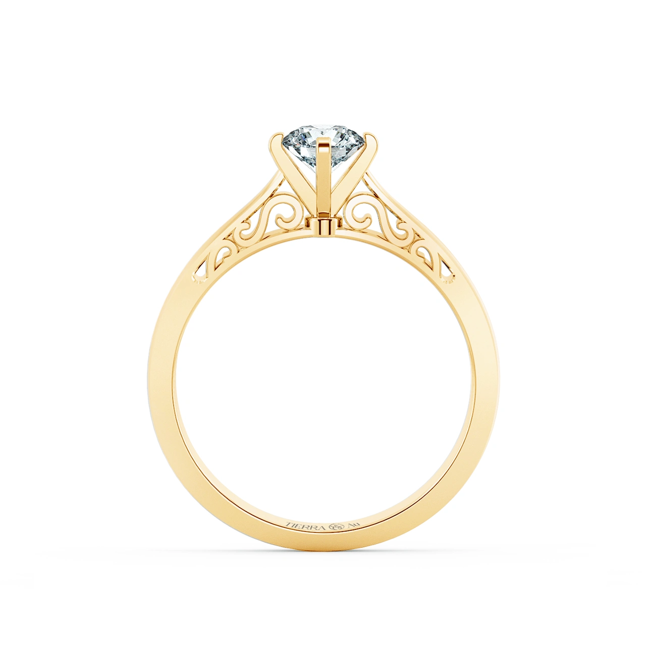 Cathedral Engagement Ring with Pattern Band NCH1508 5