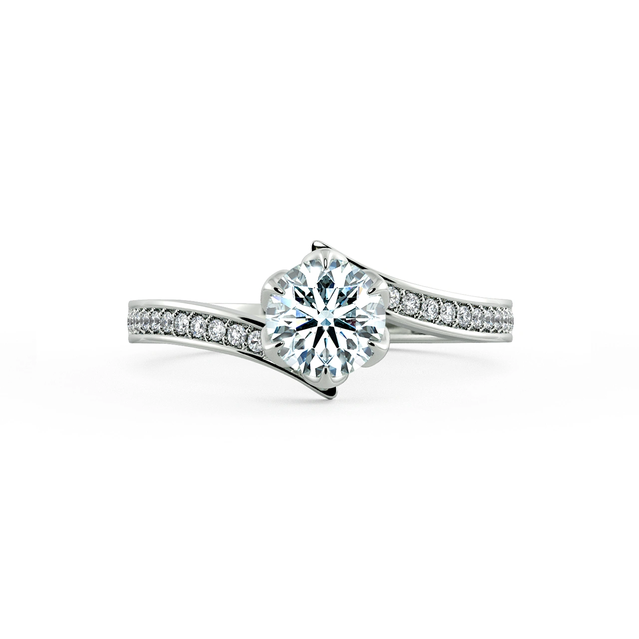 Floral Cathedral Engagement Ring with Eternity Band NCH1514 2